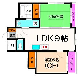 シャトレ烏山 2LDKの間取図画像