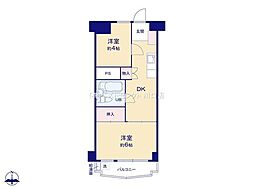 川口第1永谷マンション 2DKの間取図画像