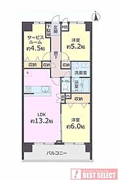 マートルコート川口 2SLDKの間取図画像
