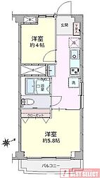 川口第1永谷マンション 2DKの間取図画像