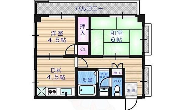 パークテラス 204｜大阪府大阪市天王寺区堀越町(賃貸マンション2DK・2階・45.00㎡)の写真 その2