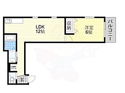 プライム瓜破 1LDKの間取図画像