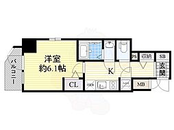 エスリード天王寺ブランシェ 1Kの間取図画像