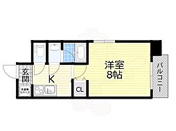 インプルーブ四天王寺 6階1Kの間取り