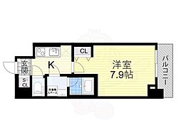 スプランディッド上本町WESTII 1Kの間取図画像