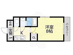 インプルーブ四天王寺 10階1Kの間取り