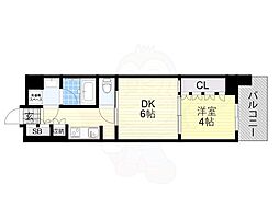 ブランズ北堀江プレイス 1DKの間取図画像