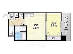 CREST TAPP 天王寺EAST 6階1DKの間取り