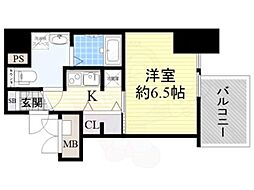 エスライズ御堂筋本町 1Kの間取図画像