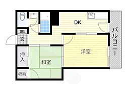 ビスタ桃谷 2DKの間取図画像