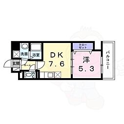 ウィングコート天王寺 1DKの間取図画像