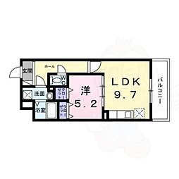 ウィングコート天王寺 1LDKの間取図画像