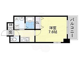 レジュールアッシュ天王寺2 1Kの間取図画像