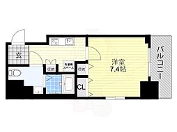 ポルトボヌール四天王寺夕陽ヶ丘ミラージュ 1Kの間取図画像