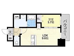 プレサンス天王寺ノースヴィアーレ 1LDKの間取図画像