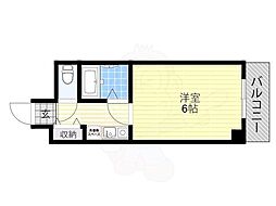 OCEAN長居公園 1Kの間取図画像