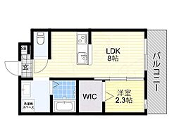 大阪市東住吉区西今川1丁目マンション 1LDKの間取図画像