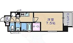 ポルト・ボヌール天王寺ミラージュ 1Kの間取図画像