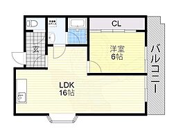 グランドメゾン杉谷 1LDKの間取図画像