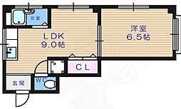 コーポ井守 1LDKの間取図画像