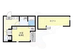 グラヴィオラ桃谷 1Kの間取図画像