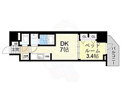 大阪市天王寺区寺田町2丁目マンション 1DKの間取図画像