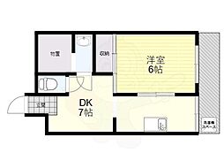グリーンハイツ天王寺 1DKの間取図画像