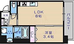 ル・シエル天王寺 1LDKの間取図画像