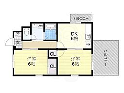 メゾン松園 2LDKの間取図画像