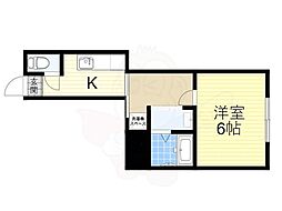 第二紀和マンション 1Kの間取図画像