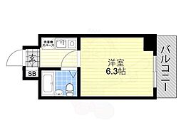 シティピア玉造 1Kの間取図画像