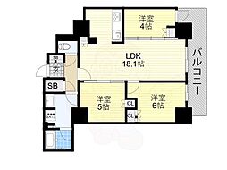 リバーガーデンタワー上町台筆ヶ崎 3LDKの間取図画像