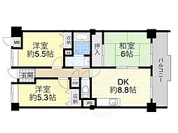 エレガンス巽 3DKの間取図画像