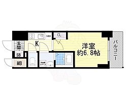 エスリード大阪上本町ブランシュ 1Kの間取図画像