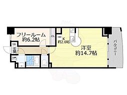 セレッソコート上本町EAST ワンルームの間取図画像
