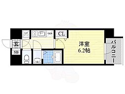 FIRSTFIORE天王寺筆ヶ崎EYE 1Kの間取図画像