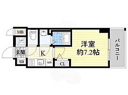 エスリード大阪上本町ブランシュ 1Kの間取図画像