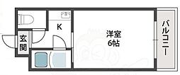 パールハイム駒川 1Kの間取図画像