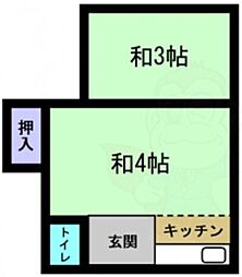 桜荘 1Kの間取図画像