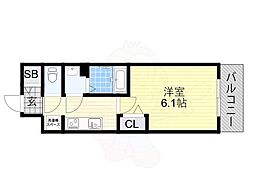 プレサンスザ天王寺逢阪トゥルー 1Kの間取図画像