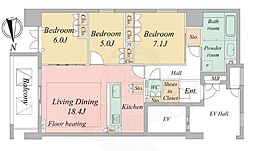 ブランシエスタ上本町 3LDKの間取図画像