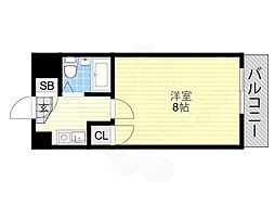 クリスタ天王寺 1Kの間取図画像