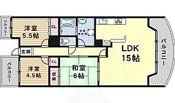 リーフ天王寺 3LDKの間取図画像