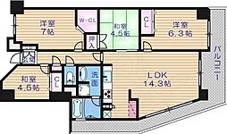 カスタリア阿倍野 4LDKの間取図画像