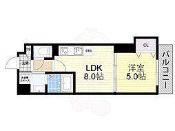 セレニティ小若江A棟 1LDKの間取図画像