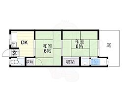 シャトー文の里 2DKの間取図画像