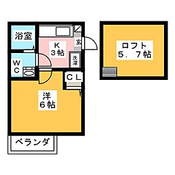 アルテーシア 2階1Kの間取り