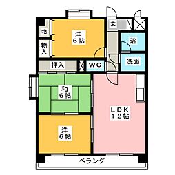 デュエム福島 5階3LDKの間取り