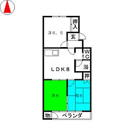 コート鶴里 1階3LDKの間取り