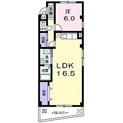ライフピア野並 2階1LDKの間取り